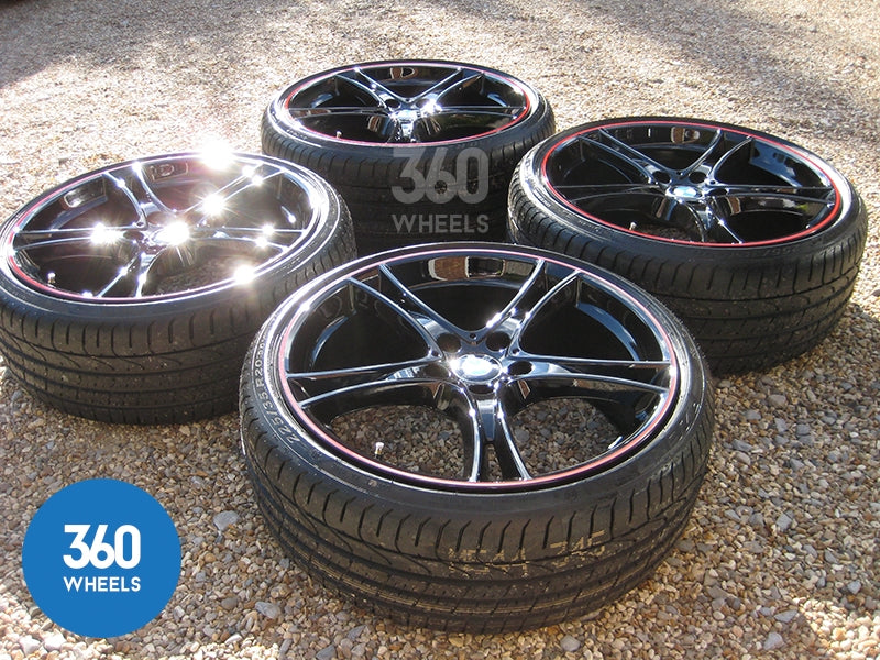 Genuine BMW 20" 361 M Sport Performance 5 Double Spoke Black Red Stripe Alloy Wheels Tyres 36116854611 36116854612