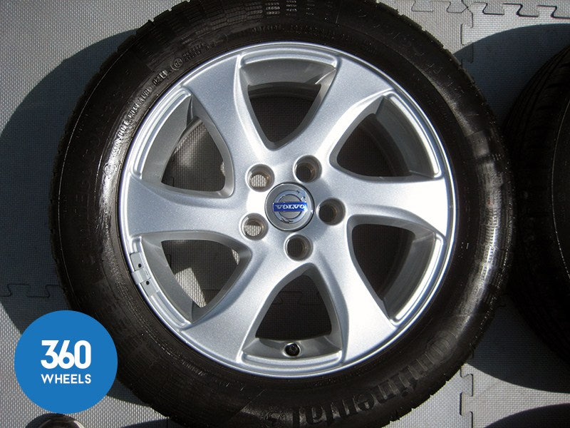 Genuine Volvo 16" V40 6 Spoke Silver Alloy Wheel Set Continental Tyres 31317058