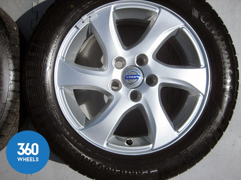 Genuine Volvo 16" V40 6 Spoke Silver Alloy Wheel Set Continental Tyres 31317058