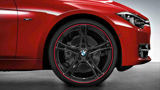 Genuine BMW 20" 361 M Sport Performance 5 Double Spoke Black Red Stripe Alloy Wheels Tyres 36116854611 36116854612