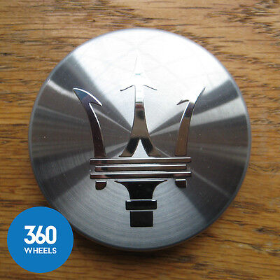 Genuine Maserati Centre Cap Brushed Aluminium with Chrome Trident Logo 670018262