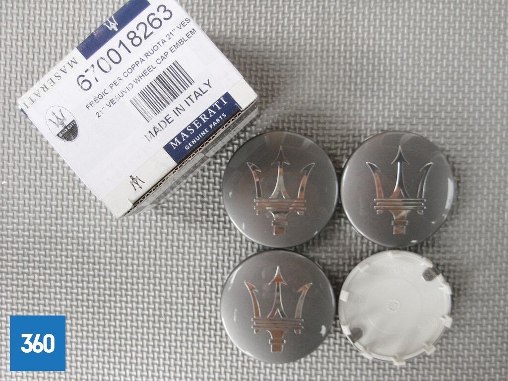 Genuine Maserati Ghibli Quattroporte Centre Caps Wheel Badge Gloss Grey 670018263