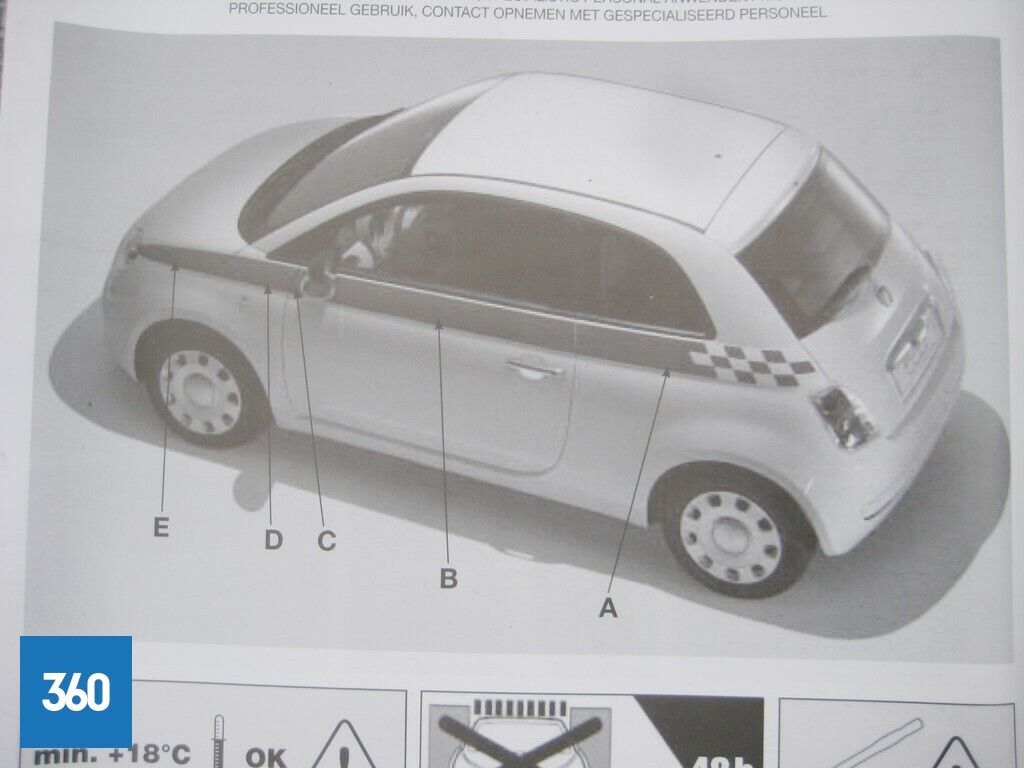 Genuine Fiat 500 Accessory Red Sport Styling Decal Sticker LH NS 50901835