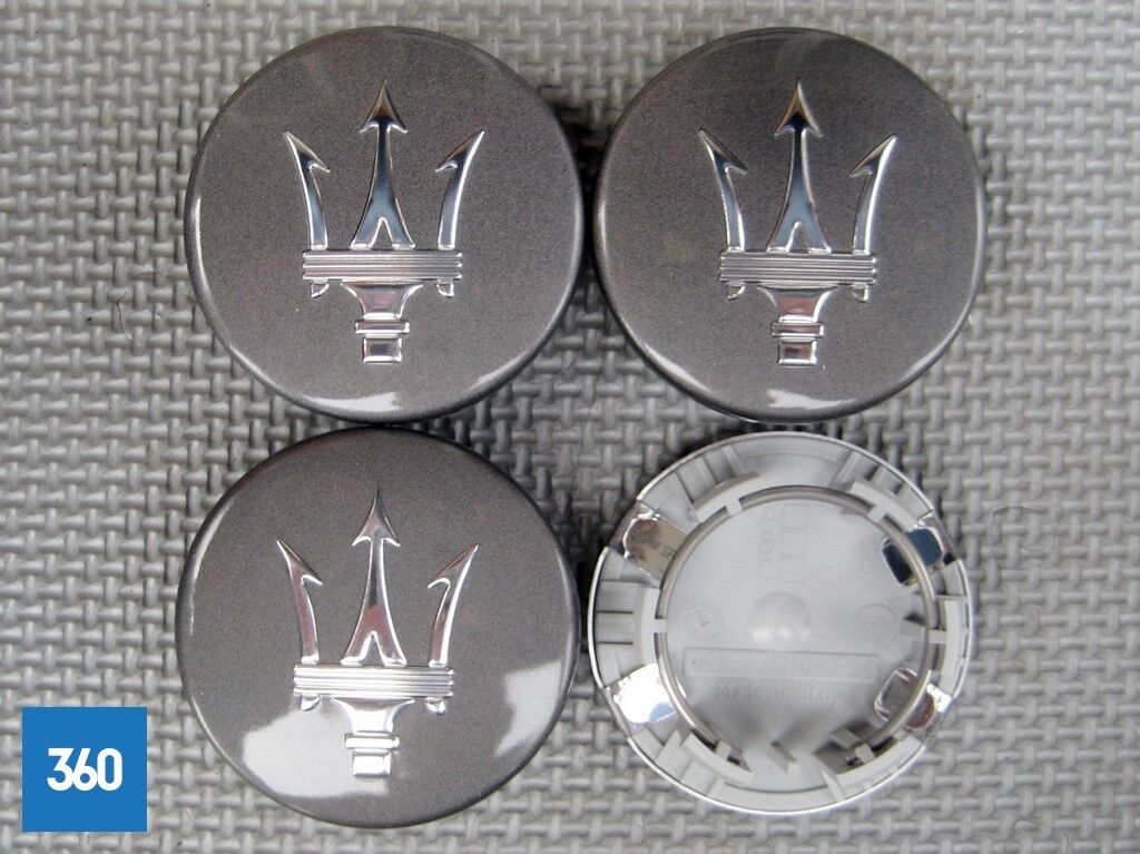 Genuine Maserati Centre Cap Gloss Grey Wheel with Chrome Trident Logo 82330903