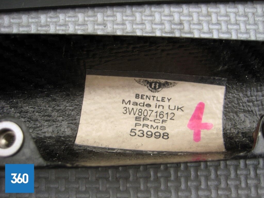 Genuine Bentley Continental GT GTC Carbon Air Duct Guide Wing LH NS 3W8071612