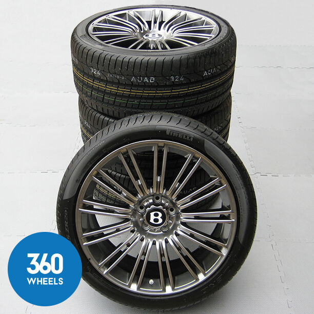 New Genuine Bentley Continental GT GTC Speed 20" Dark Metal 13 Spoke Alloy Wheel Set Pirelli Tyres