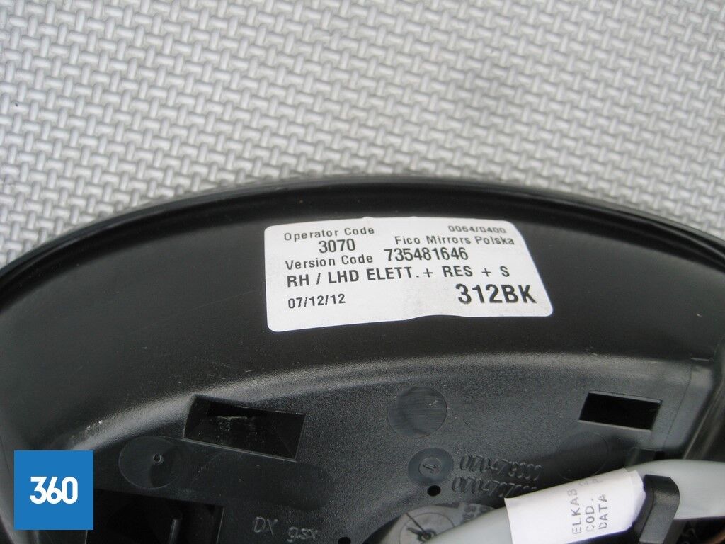 Genuine Fiat 500 Abarth Right Hand Exterior Wing Mirror With Glass 735600580