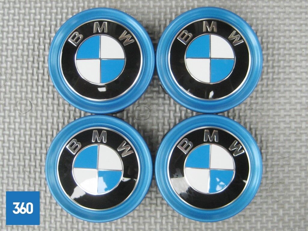 Genuine BMW I Electric Blue Ring Alloy Wheel Centre Caps 36136852052