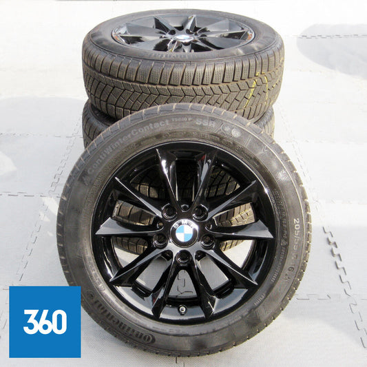 Genuine BMW 16" 411 V Spoke Black Alloy Wheels Continental Winter Runflat 36117845880