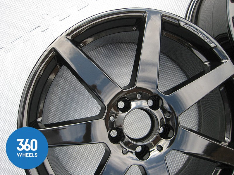 Genuine Mercedes C Class 18" 7 Spoke AMG Gloss Black Alloy Wheel Set W204 C204 S204 A2044019802 A2044019902