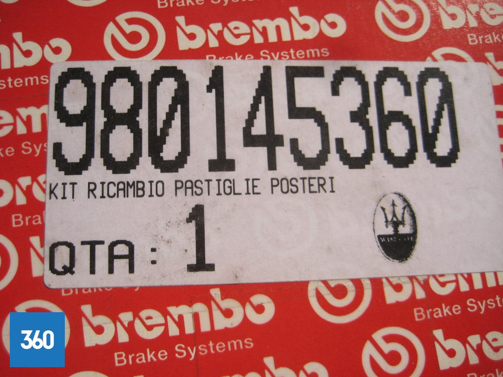 Genuine Maserati Granturismo MC Stradale Rear Brake Pad Kit 980145360 980145405