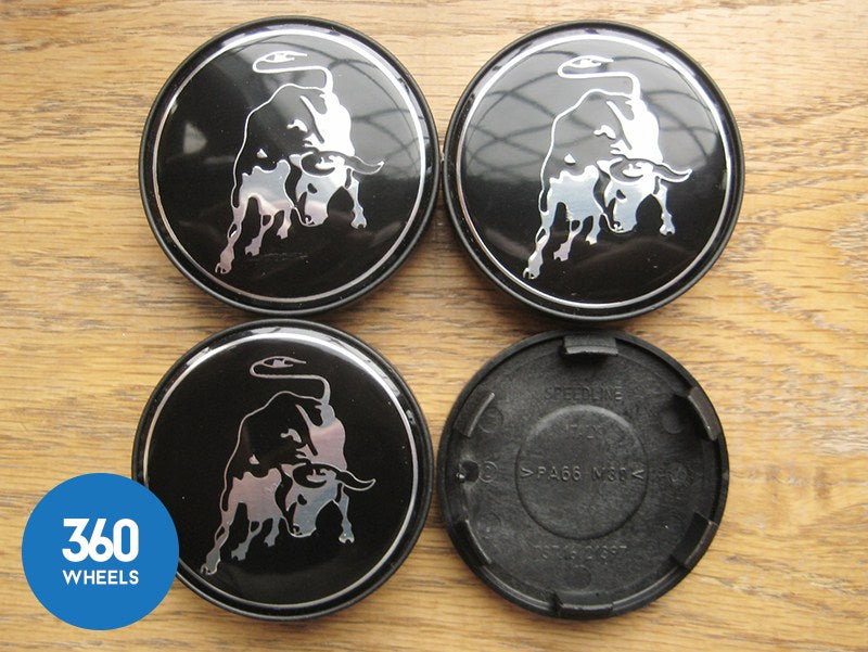Genuine Lamborghini Gloss Black Centre Cap With Silver Bull 7371621397