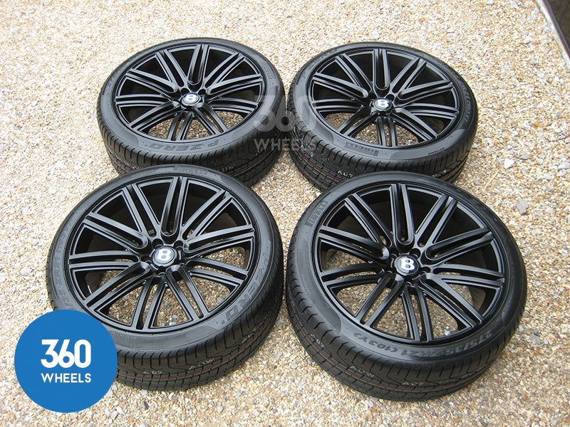 Genuine Bentley 21" Speed 10 Spoke Black Alloy Wheels with Pirelli P Zero Tyres 3W0601025DN