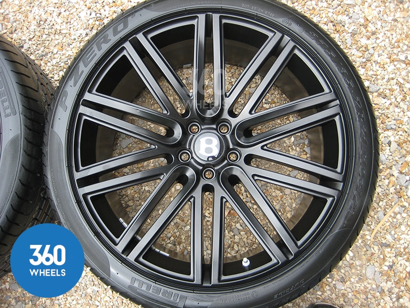 Genuine Bentley 21" Speed 10 Spoke Black Alloy Wheels with Pirelli P Zero Tyres 3W0601025DN
