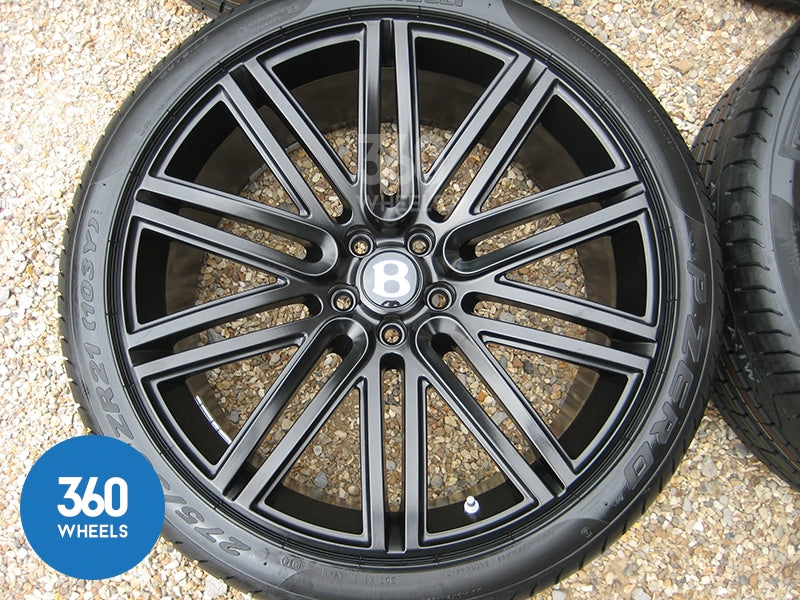 Genuine Bentley 21" Speed 10 Spoke Black Alloy Wheels with Pirelli P Zero Tyres 3W0601025DN