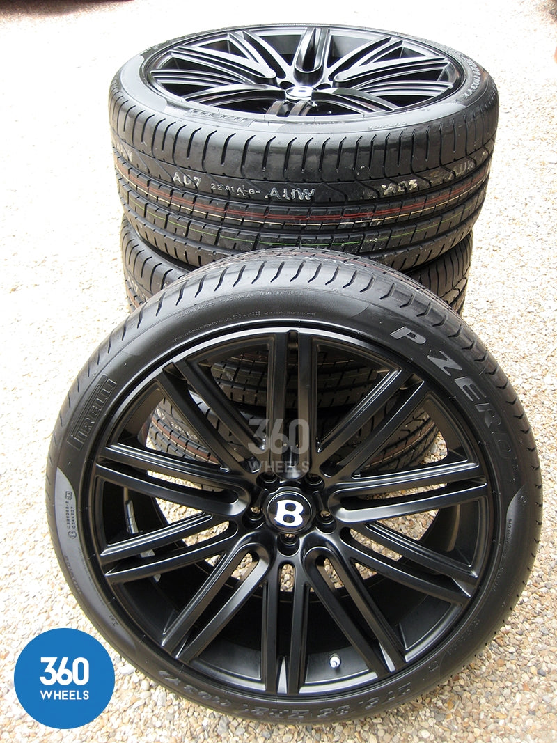 Genuine Bentley 21" Speed 10 Spoke Black Alloy Wheels with Pirelli P Zero Tyres 3W0601025DN