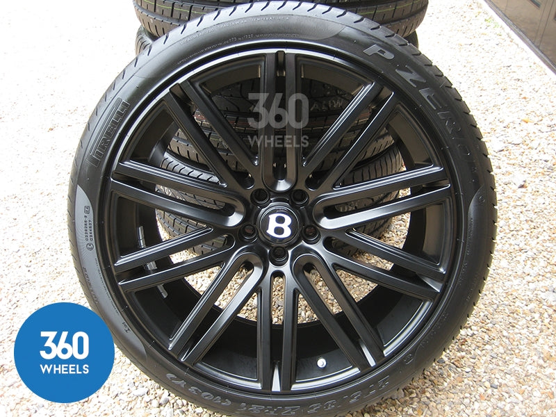 Genuine Bentley 21" Speed 10 Spoke Black Alloy Wheels with Pirelli P Zero Tyres 3W0601025DN