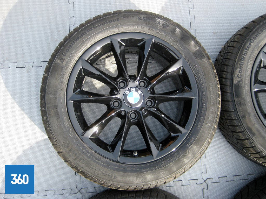 Genuine BMW 16" 411 V Spoke Black Alloy Wheels Continental Winter Runflat 36117845880