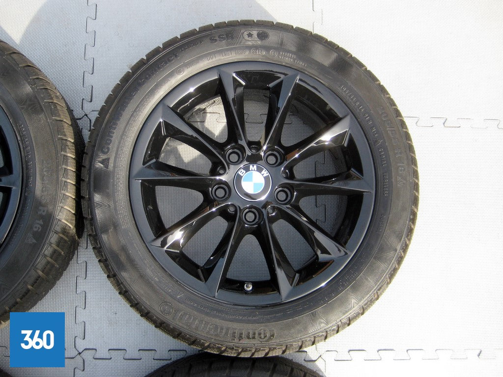 Genuine BMW 16" 411 V Spoke Black Alloy Wheels Continental Winter Runflat 36117845880