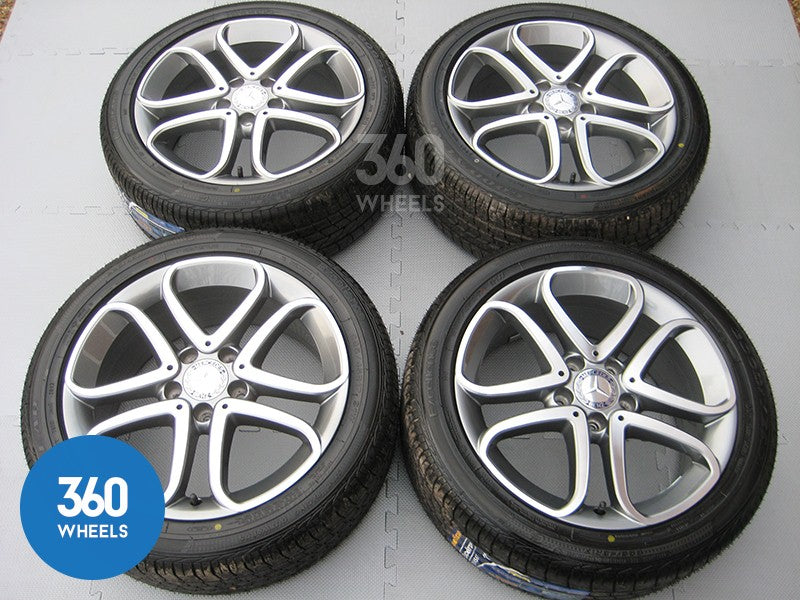 Genuine Mercedes Benz 17" A B CLA Class 5 Twin Spoke Alloy Wheels Goodyear M0 Tyres Cla A2464010302