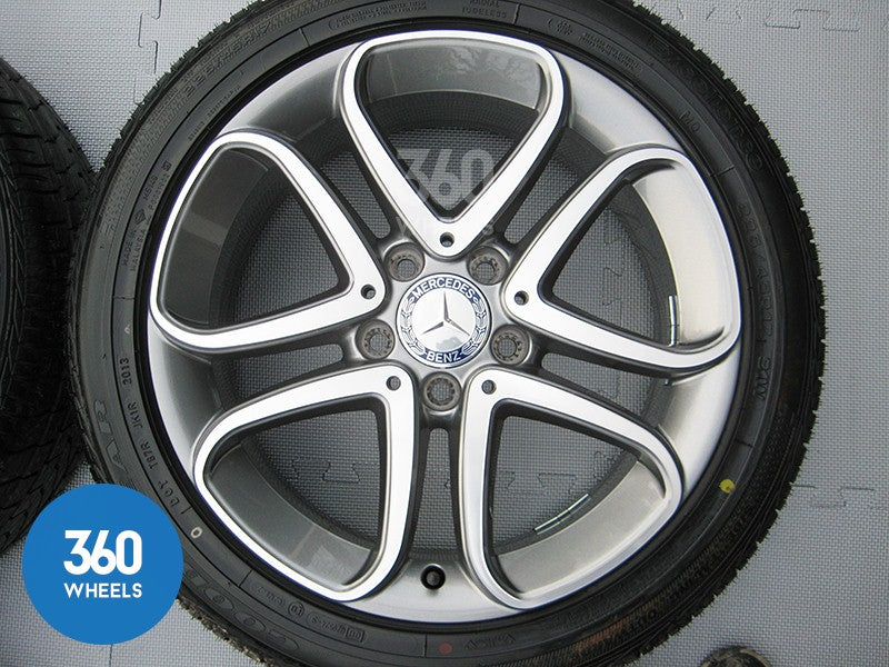 Genuine Mercedes Benz 17" A B CLA Class 5 Twin Spoke Alloy Wheels Goodyear M0 Tyres Cla A2464010302