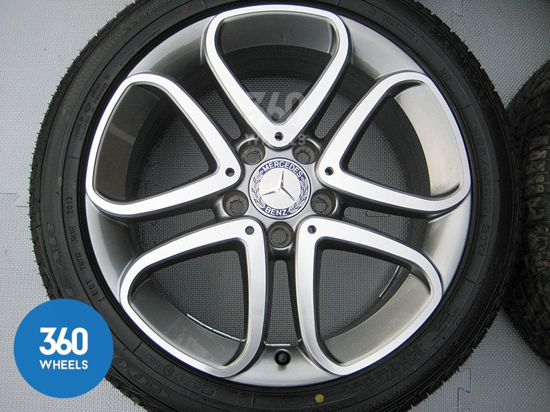 Genuine Mercedes Benz 17" A B CLA Class 5 Twin Spoke Alloy Wheels Goodyear M0 Tyres Cla A2464010302