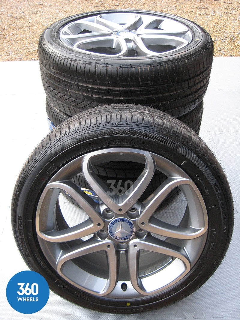 Genuine Mercedes Benz 17" A B CLA Class 5 Twin Spoke Alloy Wheels Goodyear M0 Tyres Cla A2464010302