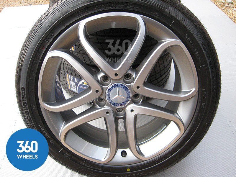 Genuine Mercedes Benz 17" A B CLA Class 5 Twin Spoke Alloy Wheels Goodyear M0 Tyres Cla A2464010302