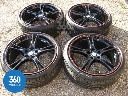 Genuine BMW 20" 361 M Sport Performance 5 Double Spoke Black Red Stripe Alloy Wheels Tyres 36116854611 36116854612