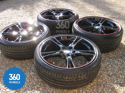 Genuine BMW 20" 361 M Sport Performance 5 Double Spoke Black Red Stripe Alloy Wheels Tyres 36116854611 36116854612
