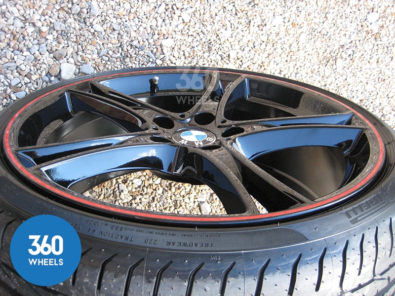 Genuine BMW 20" 361 M Sport Performance 5 Double Spoke Black Red Stripe Alloy Wheels Tyres 36116854611 36116854612