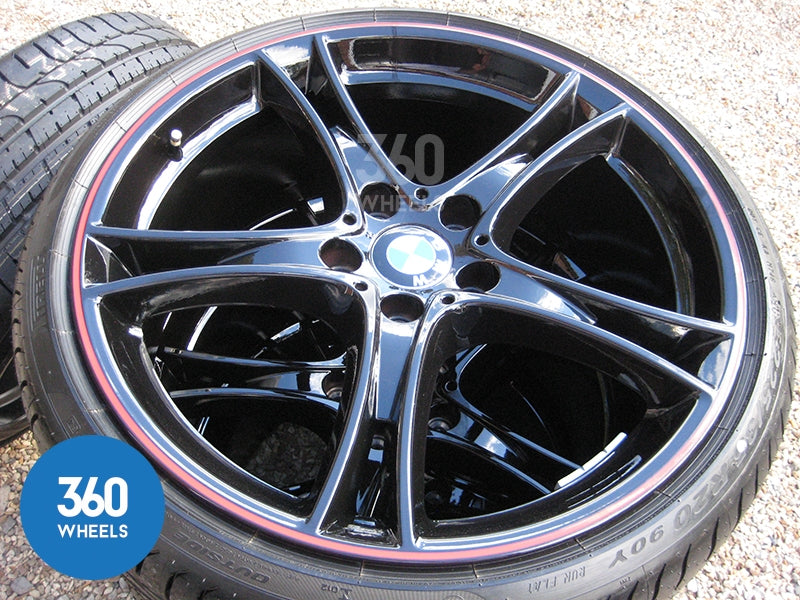 Genuine BMW 20" 361 M Sport Performance 5 Double Spoke Black Red Stripe Alloy Wheels Tyres 36116854611 36116854612