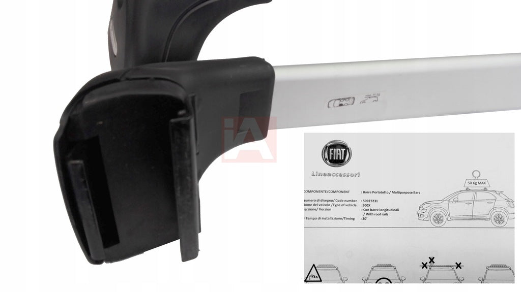 Genuine Fiat 500x Pair of Lockable Roof Bars 50927231