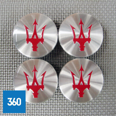 Genuine Maserati Centre Cap Brushed Aluminium with Red Trident Logo 82364606