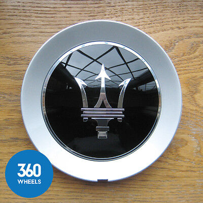 Genuine Maserati Ghibli QP Large Wheel Centre Cap Set  Badge Black Silver Chrome Trident 670013626