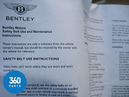 Genuine Bentley Continental GT Right Rear Interior Red Seat Belt 3W0857806ASFT