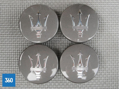 Genuine Maserati Centre Cap Gloss Grey Wheel with Chrome Trident Logo 82330903