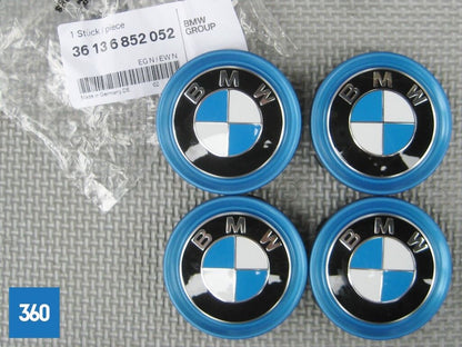 Genuine BMW I Electric Blue Ring Alloy Wheel Centre Caps 36136852052