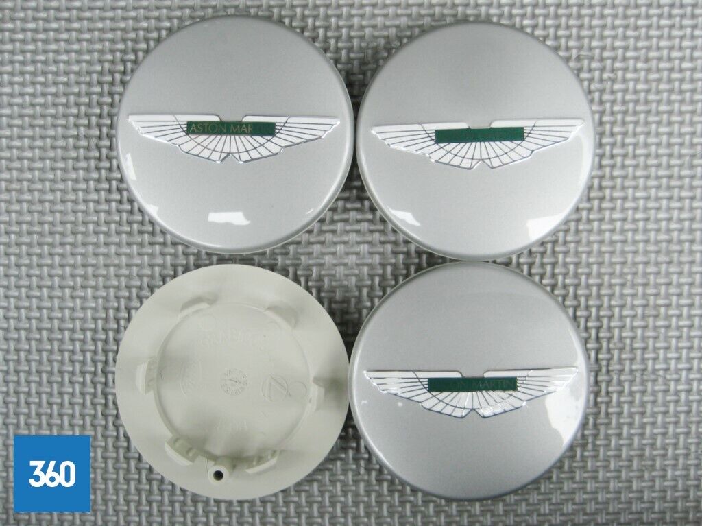 Genuine Aston Martin Painted Silver Green Centre Caps 4R12-126227-AA
