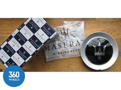 Genuine Maserati Ghibli QP Large Wheel Centre Cap Set  Badge Black Silver Chrome Trident 670013626