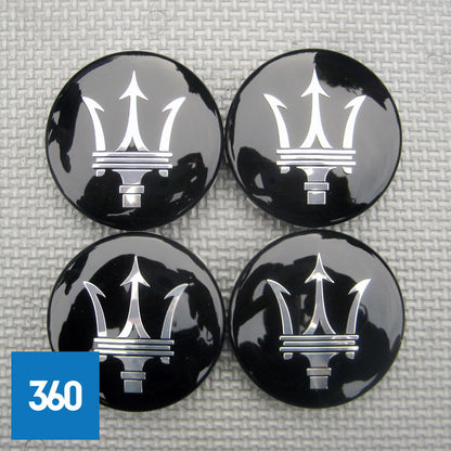 Genuine Maserati Gloss Black Centre Cap with Chrome Trident Logo 670119683