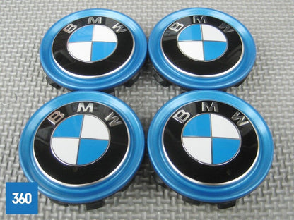 Genuine BMW I Electric Blue Ring Alloy Wheel Centre Caps 36136852052
