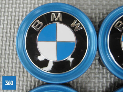 Genuine BMW I Electric Blue Ring Alloy Wheel Centre Caps 36136852052