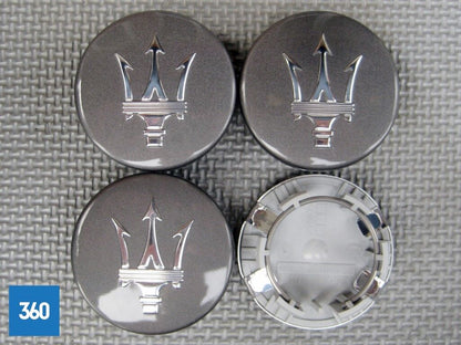 Genuine Maserati Centre Cap Gloss Grey Wheel with Chrome Trident Logo 82330903