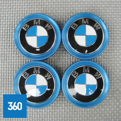 Genuine BMW I Electric Blue Ring Alloy Wheel Centre Caps 36136852052