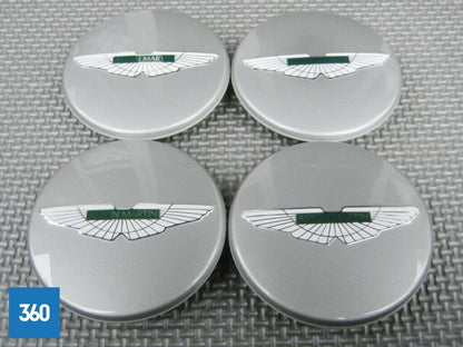 Genuine Aston Martin Painted Silver Green Centre Caps 4R12-126227-AA