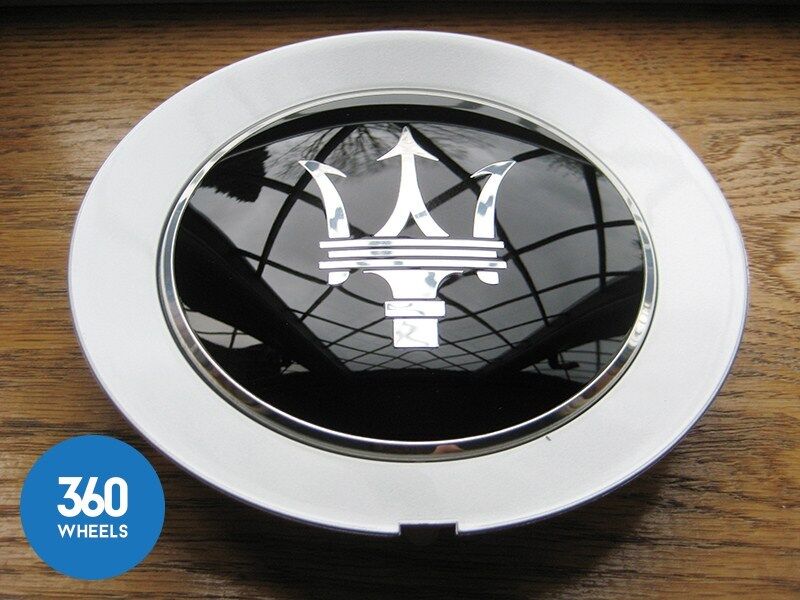 Genuine Maserati Ghibli QP Large Wheel Centre Cap Set  Badge Black Silver Chrome Trident 670013626