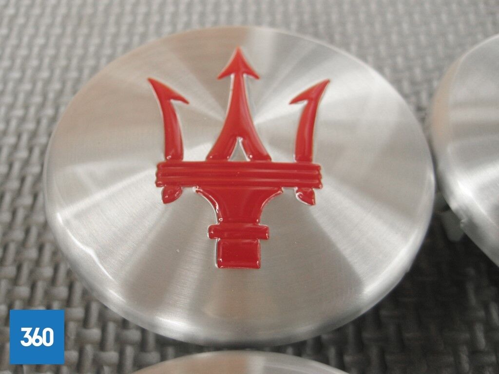Genuine Maserati Centre Cap Brushed Aluminium with Red Trident Logo 82364606