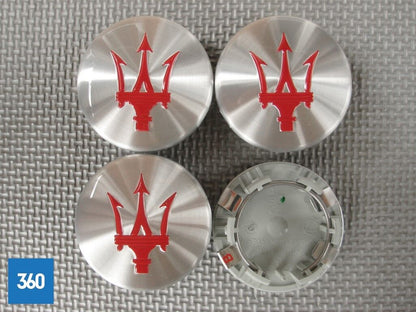Genuine Maserati Centre Cap Brushed Aluminium with Red Trident Logo 82364606