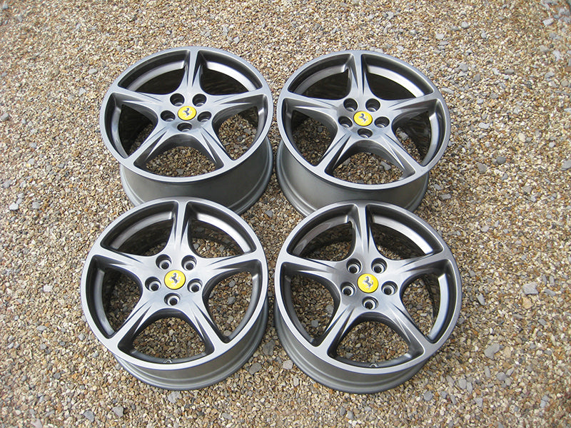 Genuine Ferrari 612 Scaglietti 18" / 19" 5 Spoke Grey Gunmetal Alloy Wheel Set